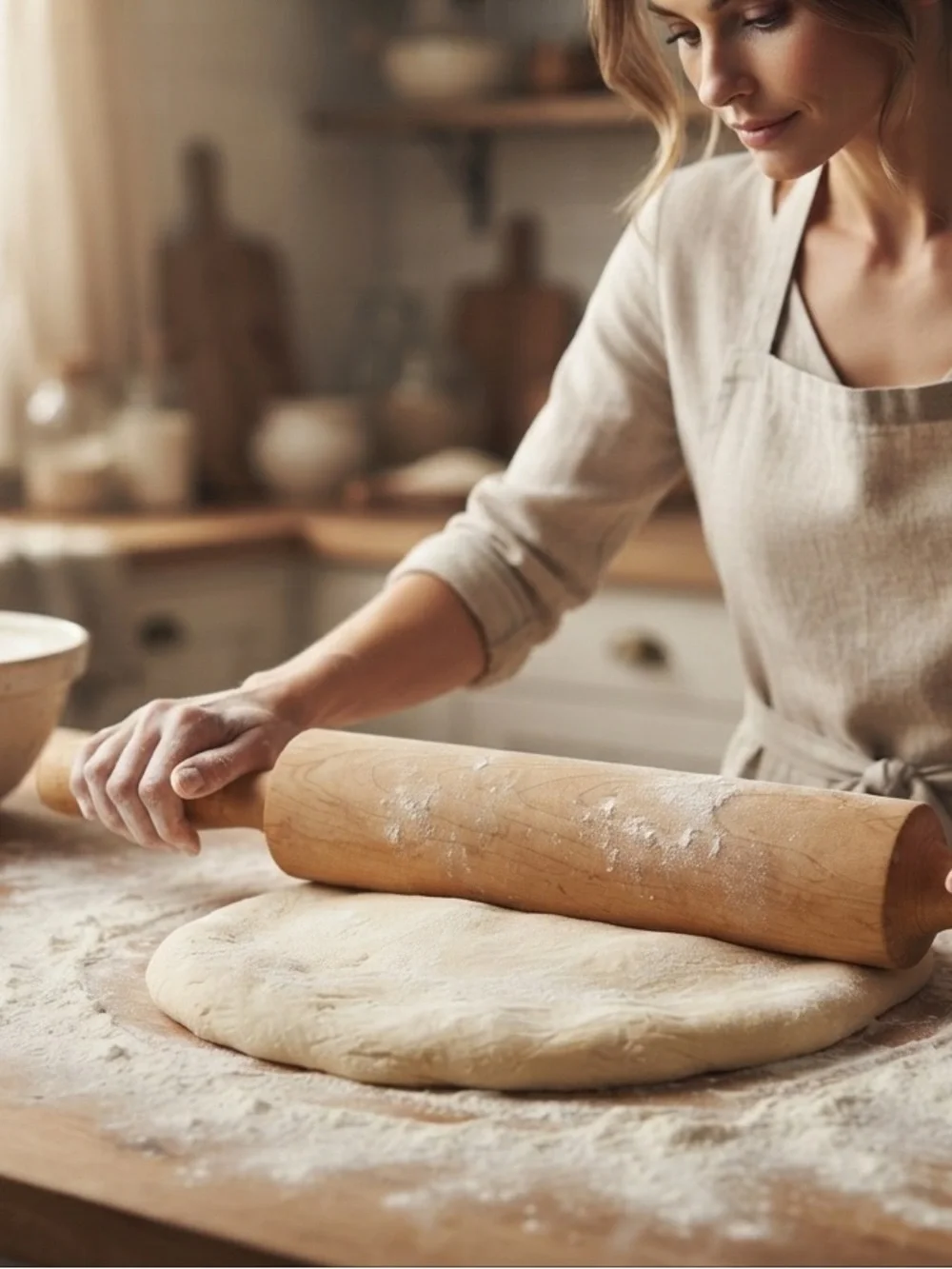 Vintage Wooden Hand Carved Rolling Pin for Baking